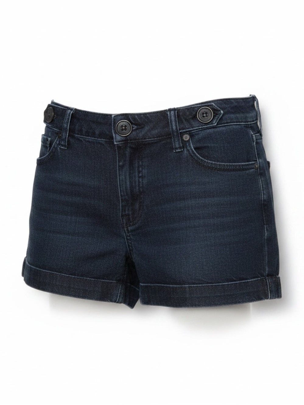 BCBG Generation 31 blue dark wash denim cuffed tab belt loop jean shorts